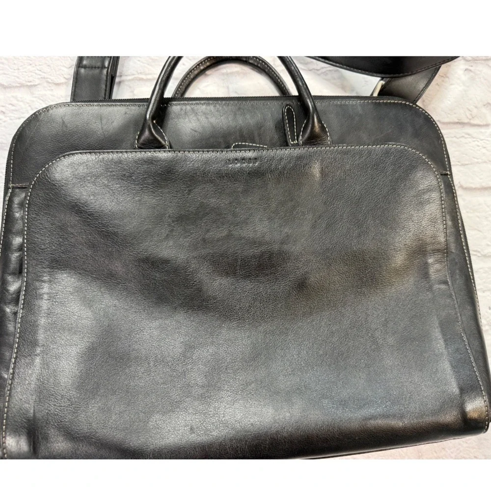Lodis Briefcase Laptop Bag Mens OS‎ Black Good Leather Messenger Crossbody